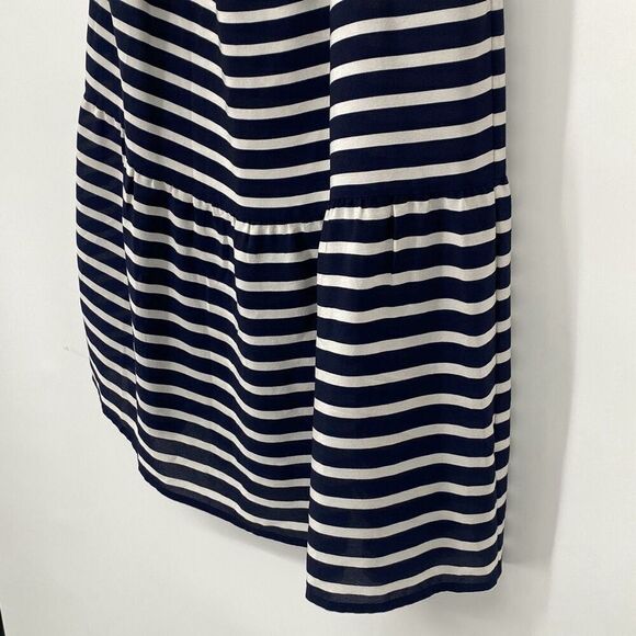 J.Crew 100% Silk Marin Sailor Mini Dress Nautical Stripe Lightweight Short Sleev - Picture 6 of 12